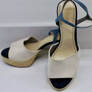 CIRCUS SAM EDELMAN NAKITA BLUE DENIM PLATFORM HEELS